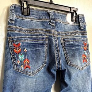 Tin Haul Womens Bootcut Jeans Arrow Embroidered Size 24 L Western Rodeo Cowgirl